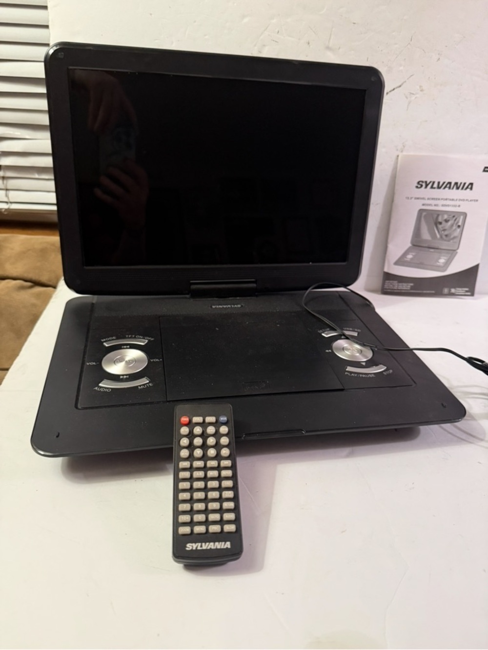 Sylvania Black Portable DVD Player with Remote and Swivel Screen